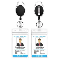 2 Pack Women Male Credit Visit Bus Credit Card Case Retractable Badge Holders with Reel Clip and Clear ID Card Holder