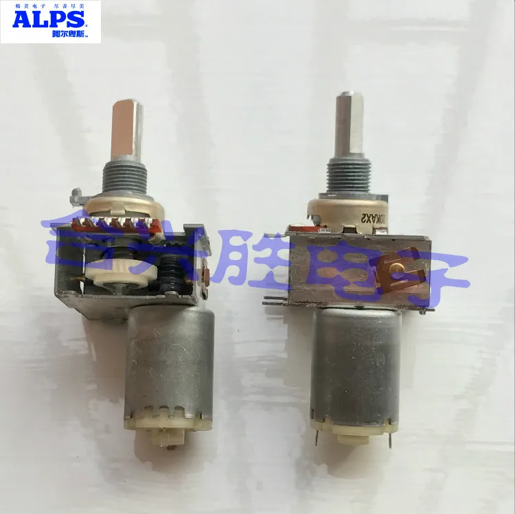 

2pcs for ALPS Amplifier Sound Volume For Motor Potentiometer Dual A10K*2 Axis Length 20MM Single Row 6 Foot