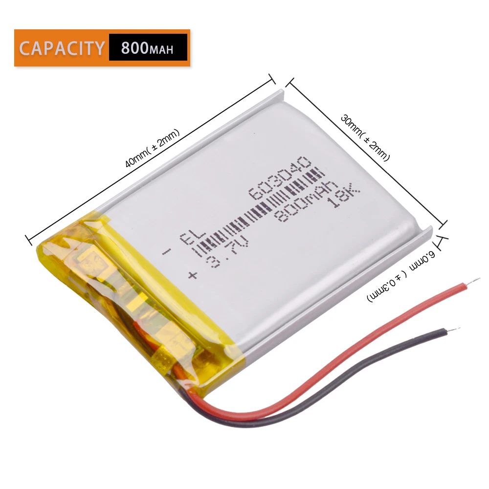 3.7V 800mAh 603040 Li-ion Lipo Battery Lithium Polymer Li-Po li ion Battery baby monitor Bluedio   headphones lantern 653040