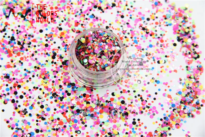 

RFP21-167 Mix Colors Dot shapes round Glitter for nail art ,nail gel,makeup and DIY decoration