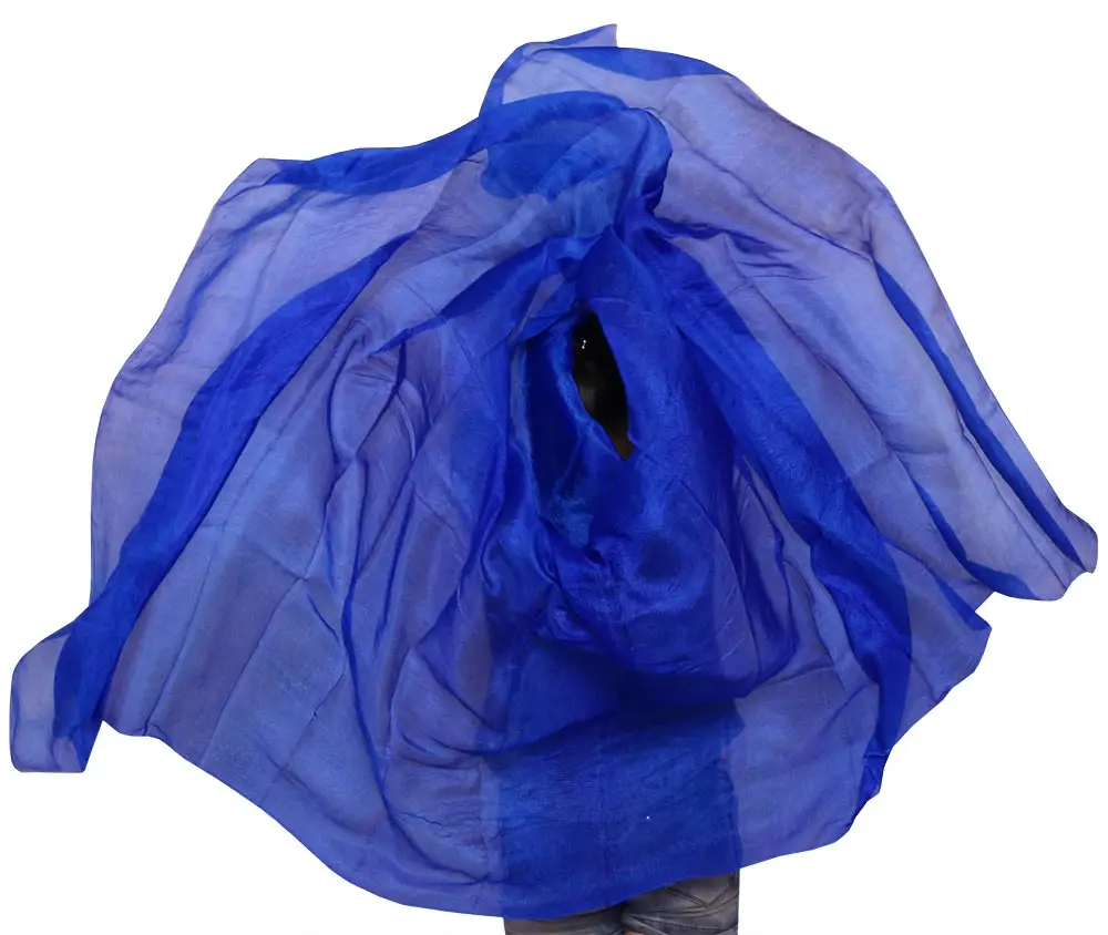 100% Silk Belly Dance Veil Belly Dance Silk Shawl Scarf Royal Blue Solid Colour Belly Dance Performance Silk Veils 250/270*114cm