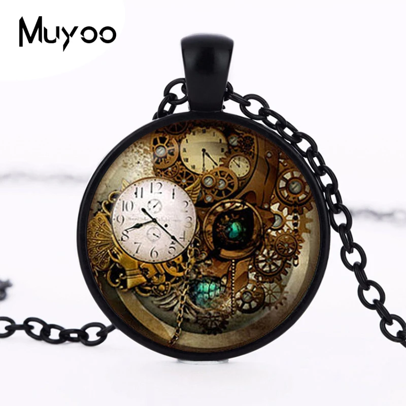 2017 new Steampunk Jewelry Accessories Steampunk Clock pendant Steampunk necklace Collier Steampunk Gears collar wholesale HZ1