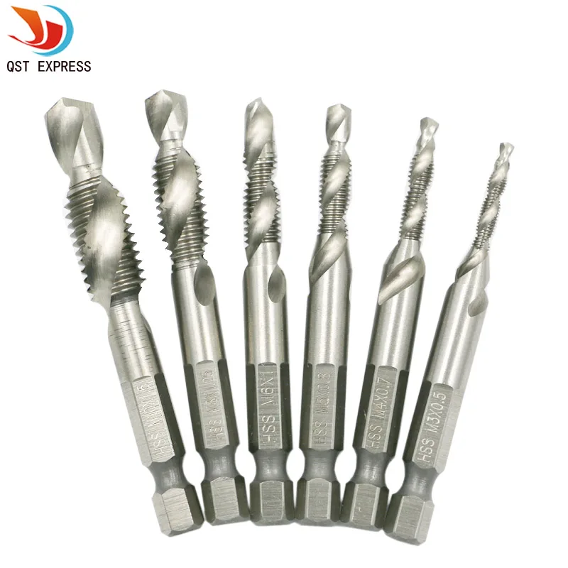 

Подводная лодка Экспресс 6 шт. SM3-M10 composite tap drill bit thread spirals crew tap 1/4 ''hex 4341 HSS