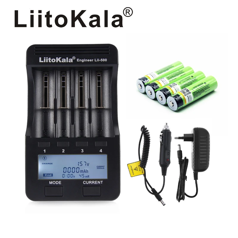 Nowa lii-500 LiitoKala 3.7V 18650 26650 ładowarka + 4 szt. 3.7V 18650 3400mAh INR18650B akumulator do akumulatorów latarki