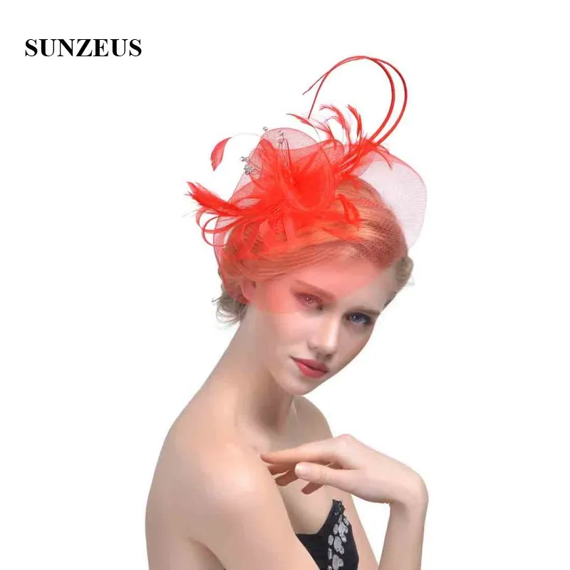 Weichen Tüll Gesicht Schleier Federn Fascinator Hüte für Braut Weiße Handgemachte Blumen mit Perlen Hochzeit Haar Zubehör SH29