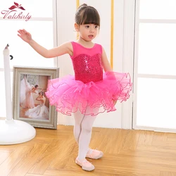 Disfraz de bailarina para niña, Ropa de baile con lentejuelas y flores, leotardo Gimnástico, tutú de Ballet, novedad