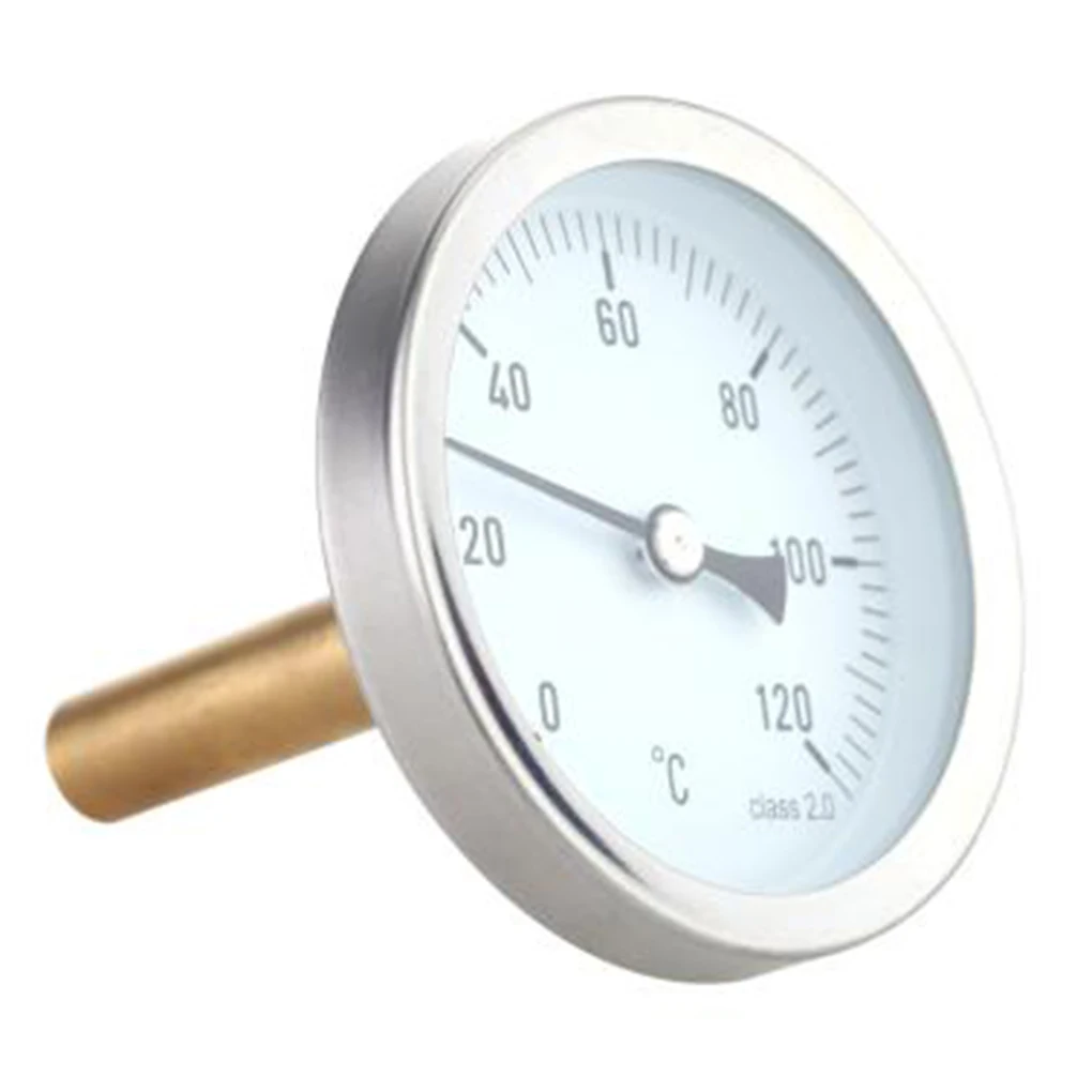 Water-proof 0-120degree Aluminum Hot Water Pipe Thermometer Pipe Hot Water Heating 63mm Dial Temp Gauge