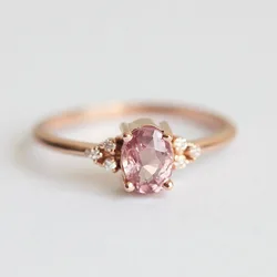 Huitan Trendy Women Ring Rose Gold color Solitaire Oval Cubic Zircon Special Wedding Ring For Women Wholesale New Arrival