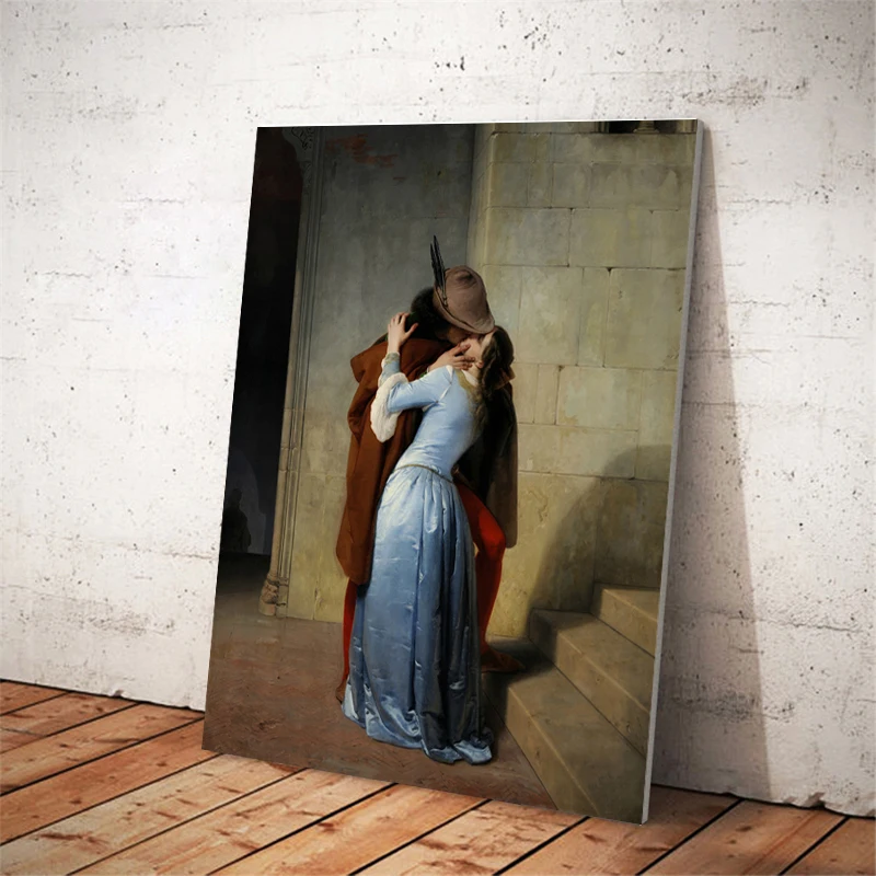 Italy Painter Francesco Hayez Kiss-Il Bacio Posters and Prints Wall Art Canvas Paintings