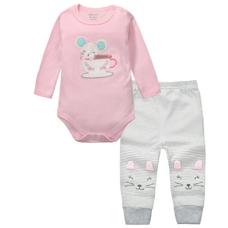 2pcs Per Set Baby Girls Boys Clothes Set Long Sleeve Rompers And Pants Clothing Sets Cartoon Cotton Infant Toddler Clothes