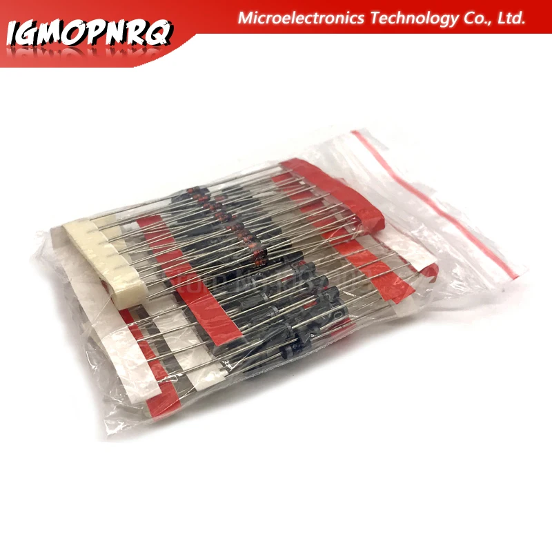 8values = 100pcs 1N4148 1N4007 1N5819 1N5399 1N5408 1N5822 FR107 FR207 Diodo di Commutazione componente kit fai da te