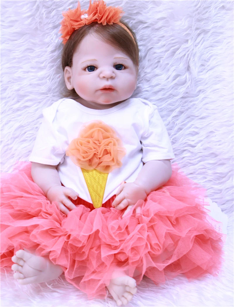 Bebe Silicone reborn baby doll toys lifelike 22inch girl body newborn babies toddler princess dolls child birthday gift boneca