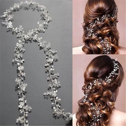 Bridal Wedding Crystal bride hair accessories Pearl Flower headband Handmade hairband Beads Decoration Hair Comb For Women