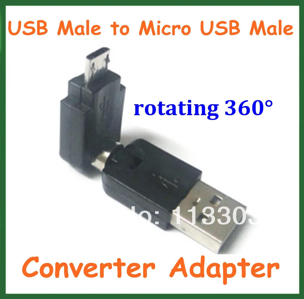 5pcs USB 2.0 Male to Micro USB 2.0 Male Converter Adapter 360 Degree Rotation Angle Extension Adapter Adaptor Connector