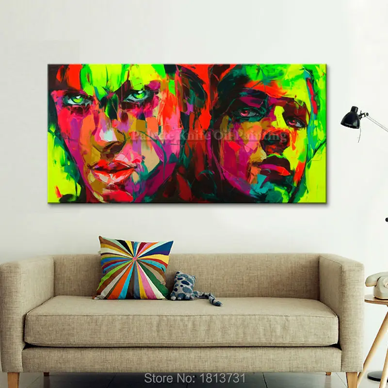 

Modern Hand painted Francoise Nielly Palette knife Impasto figure canvas Oil paintings portrait Face wall art Pictures cuadros