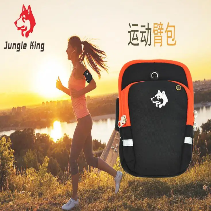 Jungle King New outdoor mountaineering arm bag running arm belt comfortable ventilation arm bag with earphone hole mobile phon