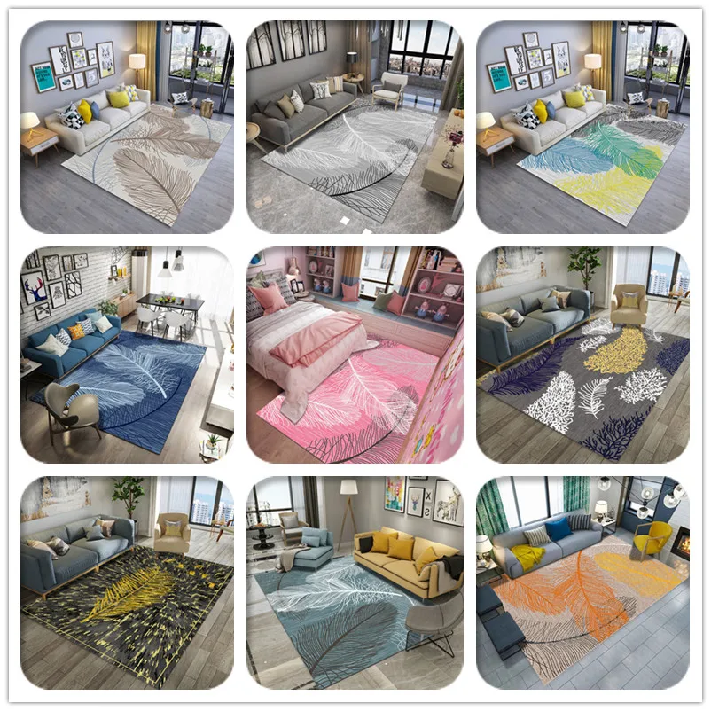 

Feather Series 3D Print Carpets for living room bedroom sofa Rug baby Crawl Mats Kids Bedside Antiskid blanket Child Game Carpet