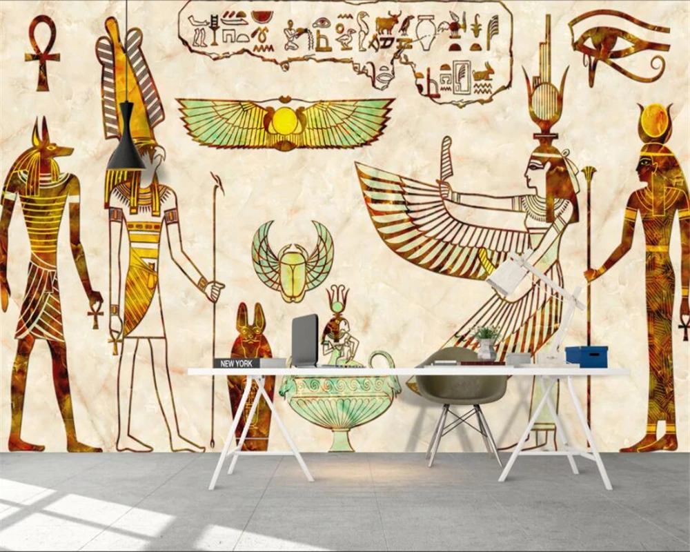 

Home decoration large living room bedroom wallpaper nostalgic retro Egyptian character background wall mural 3d wallpaper