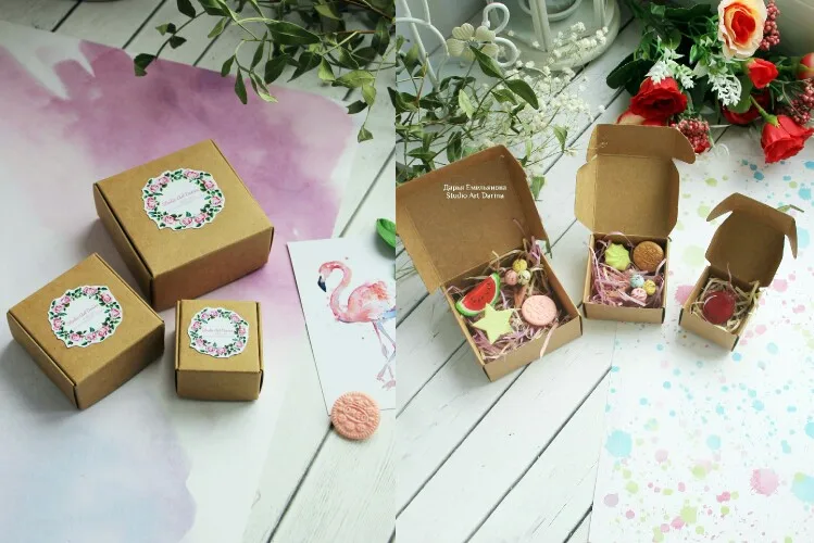 100Pcs Kraft Paper Gift Packaging Box Custom Carton Cardboard Box Handmade Soap Jewelry Candy Packages Paper Box Small