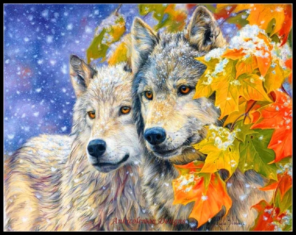 

Набор для вышивки крестом Snow Wolves-счетный крест, ручная работа, для вышивки, 14 ct, DMC Color