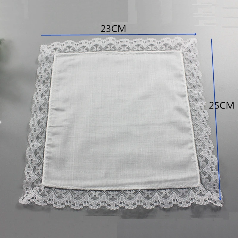 5pcs Cotton Handkerchiefs White Lace Handkerchief Handmade DIY Painting Hankies Ladies Wedding Gift Towel Cloth Napkins QLY9619