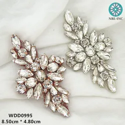 （30PCS）Silver handmade crystal rhinestone applique beaded patch iron on for dress shoes WDD0995