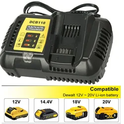 Najnowszy szybka ładowarka 4.5A DCB118 DCB101 dla Dewalt 12V 14.4V 20V akumulator litowo-jonowy wysokiej jakości