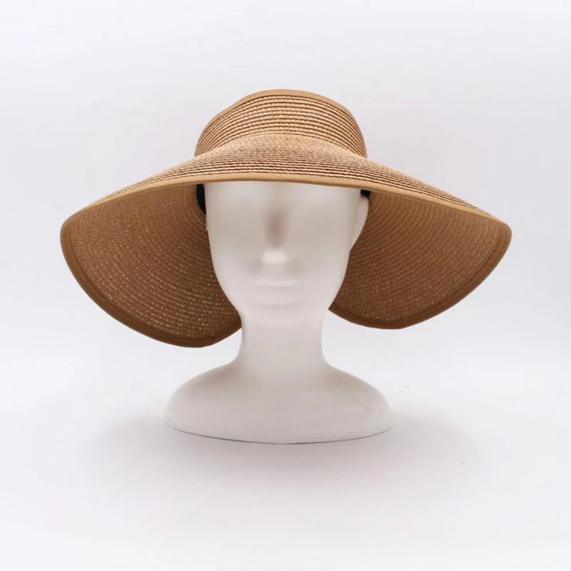 Sun visor beach hat ladies visor foldable wide-breasted female summer sun hat ladies hat summer wide-brimmed straw hat