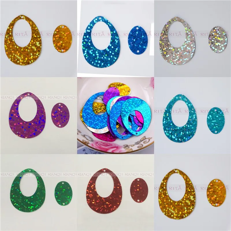 50g Hologram Flat Oval Egg Earring Shape PVC Loose Sequins Paillettes Sewing Wedding Craft&Decoration For Cloth