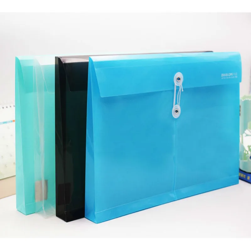 50PC Transparent Plastic File Folder Office Stationery Supply 33*25cm Fashion A4 Office File Bag Wound waterproof Folder Bag