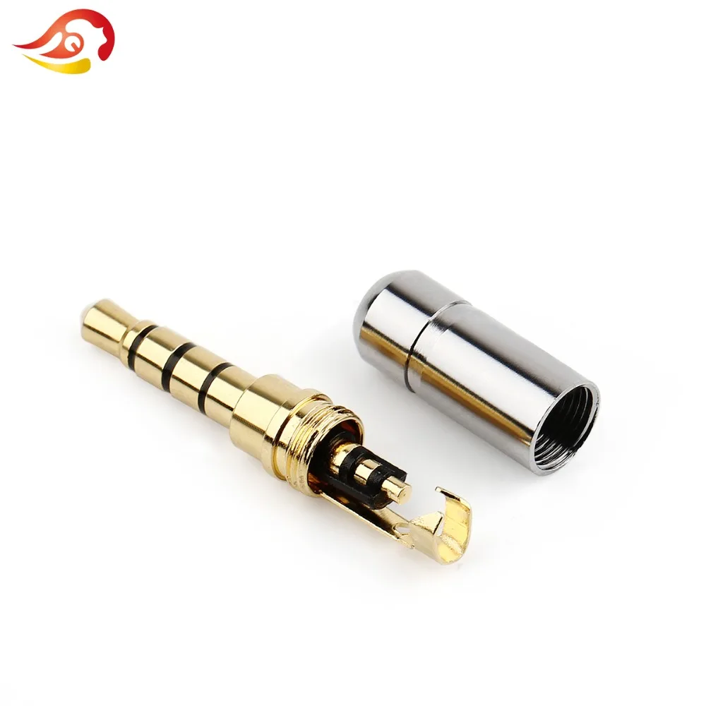 QYFANG 3.5mm 1/8\'\' Stereo 2/3/4 Poles Audio Jack Earphone Plug HiFi Stereo Headphone Gold Plated Copper Solder Wire Connector