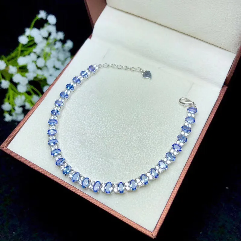 Natural tanzanite bracelet, classic style, 925 silver, simple to wear, beautiful effect, luxurious style