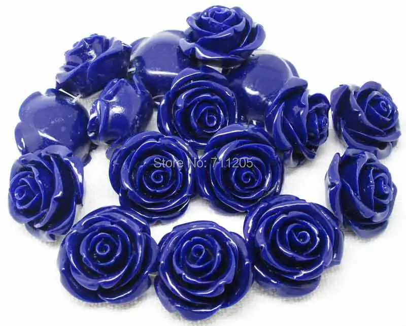 Wholesale 10pcs, 36mm Beautiful Blue Synthetic Resin Rose beads, Min. Order is $10,we provide mixed wholesale for all items !