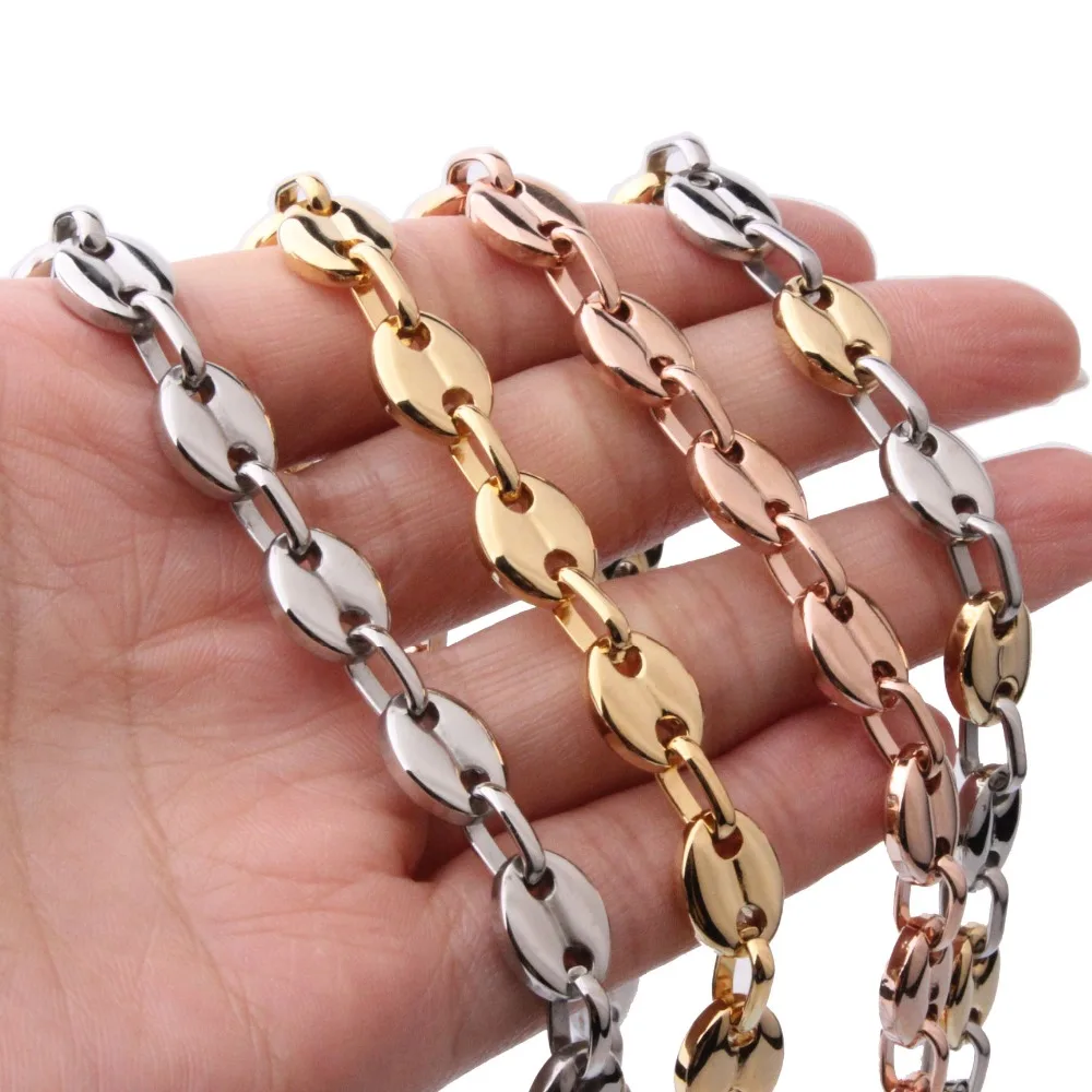 Granny Chic 7/9/11mm Men's Necklace Stainless Steel Chain Silver Gold Color Curb Cuban Link Chain Gift for Men