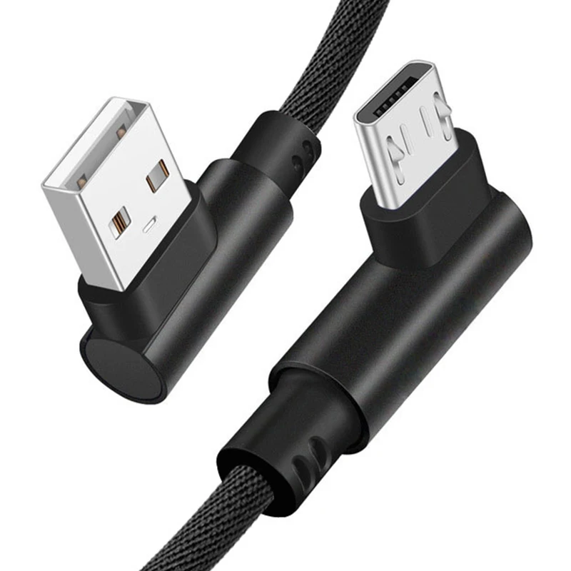 Data Cables With Light 90 Degrees Right Angle Type c Android System Mobile Phone Charging Cable Micro USB Wire