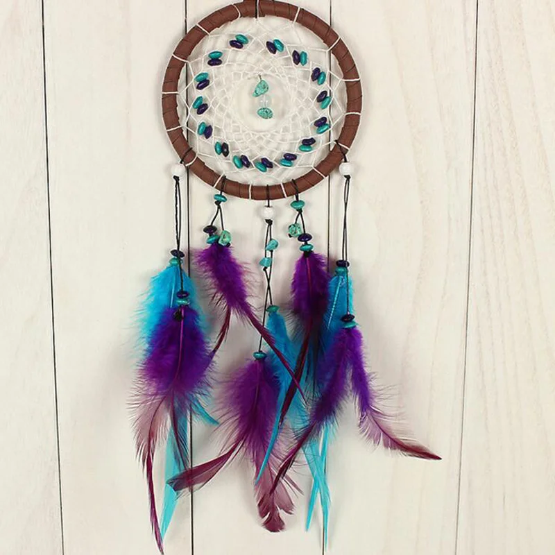 Fashion Car Ornaments Turquoise Dreamcatcher Interior Accessories With Beads Feather Decorative Gift Wholes 10pcs/lot