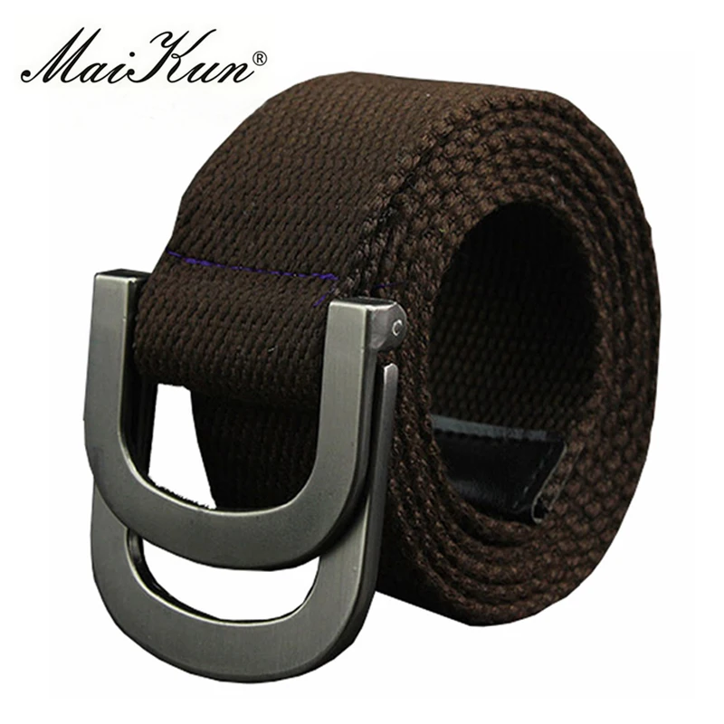 Maikun Men\'s Canvas Belts for Women Tactical Belt for Military Jeans Double Ring Buckle Belts