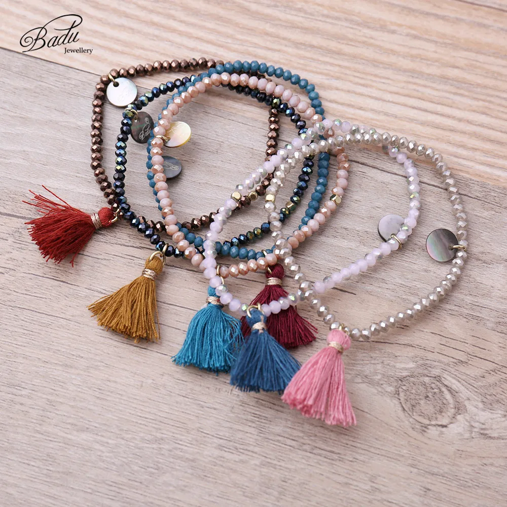 Badu Bohemian Beads Bracelets 2020 Fashion Tassel Friendship Girls Bracelets Crystal Beads Summer Charming Jewelry Daily Lovely