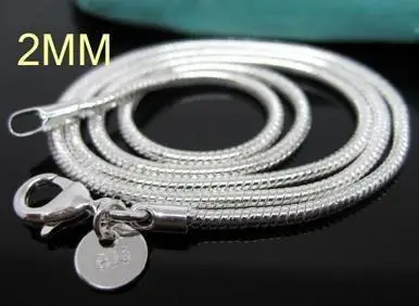 

2mm.100.pcs (16" 18" 20" 22" 24inch) . Silver color Snake Chain Lobster Clasp Necklace Jewelry Findings Retail Wholesale.P013