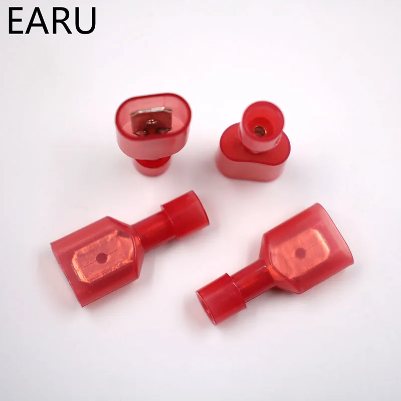 MDFN1.25-250 MDFN1-250 NYLON Brass Male Insulated Spade Joint Cable Wire Connector 100PCS 50Sets Suit 0.5-1.5mm2 22-16AWG MDFN