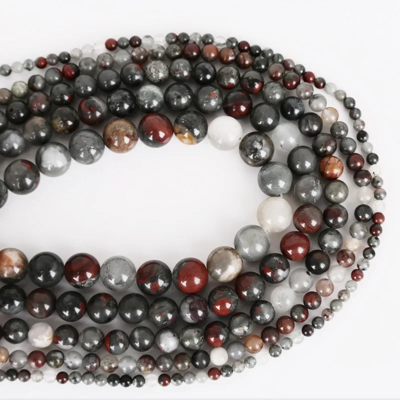 Wholesale Pick 4MM/6MM/9MM/10MM/12MM Smooth Natural Bloodstone Stone Beads High Quality Round ball DIY Bracelet Necklace