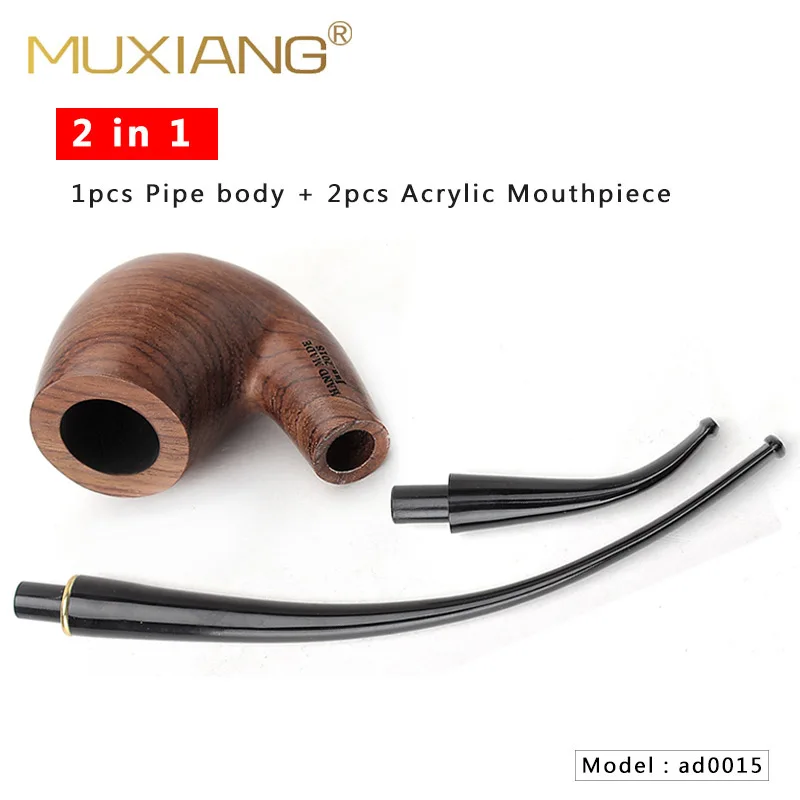 HOT-MUXIANG 2 in 1 Wooden Rosewood Smoking Pipe Tobacco Tube Pipes Wood  With 9mm Filter 10 Smoking Tools Pipe Set Gift For Men