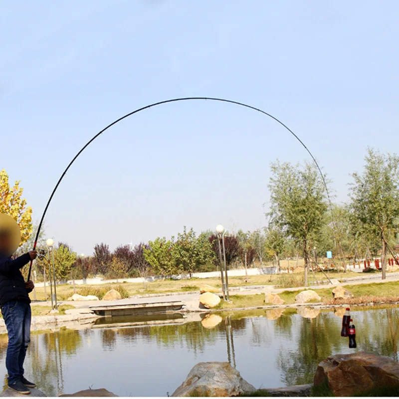 Superhard rock fishing rod carbon sea pole long throw telescopic spinning fishing rod reddish black