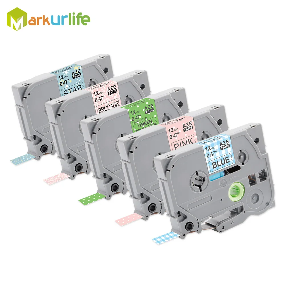 5pcs TZe Pattern Tapes Compatible for Brother P-Touch Printer Ribbons 12mmx4m Tze Label Tape TZe-MPPB31 TZe231