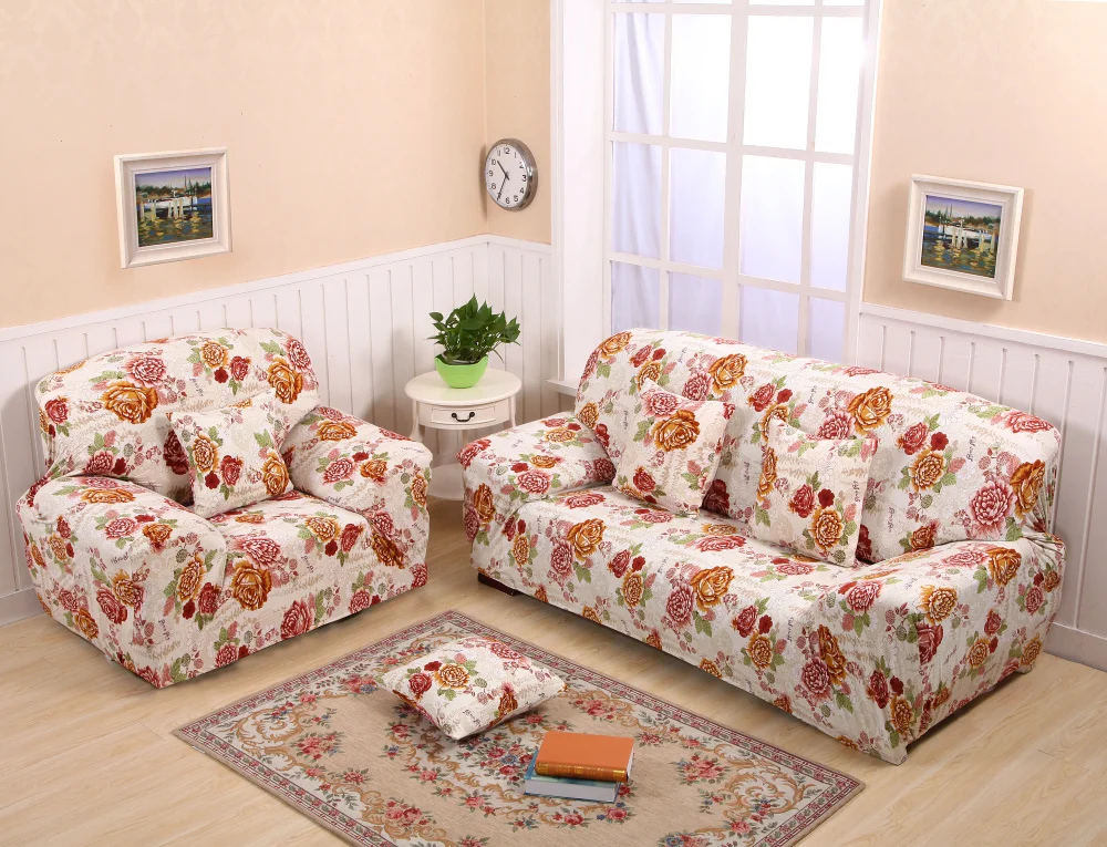 Cozy Soft Spandex Stretch Floral Printing Removable Sofa Cover Elastic Tight Wrap Anti-dirty Couch Slipcover Protector Living