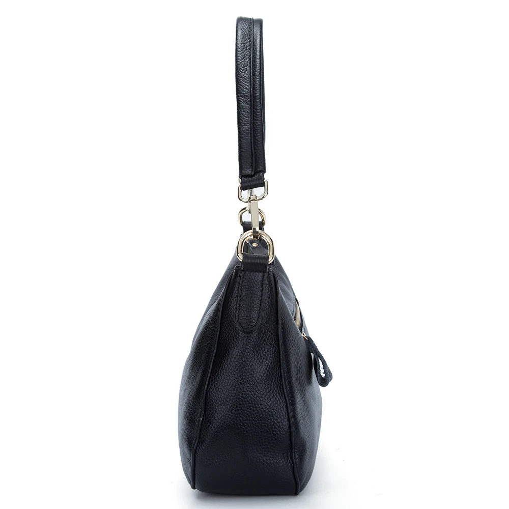 Zency moda czarny torba na ramię kobiety 100% prawdziwej skóry torebki elegancka pani Crossbody listonoszówka małe torebki Tote Hobos