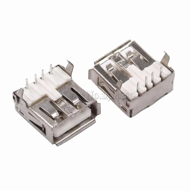 Conector de solda fêmea Jacks, PCB soquete, USB tipo A, porta padrão, venda quente, 2024, 10pcs