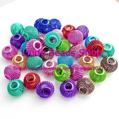 free shipping! Wholesale 12/14/16/18/30mm 100pcs mixed with mix color mesh bead basketball wire mesh beads