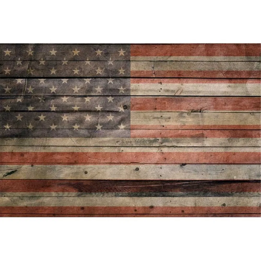 

Old Wooden Planks American Flag Backdrop Horizontal Happy 4th of July Baby Kids Children Photography Studio Backgrounds Vintage