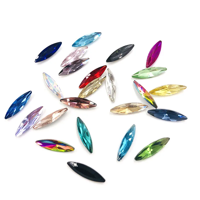 4x15mm 50pcs/pack Horse eye shape Mixed color glue-on rhinestones pointback loose rhinestones diy clothing accessories